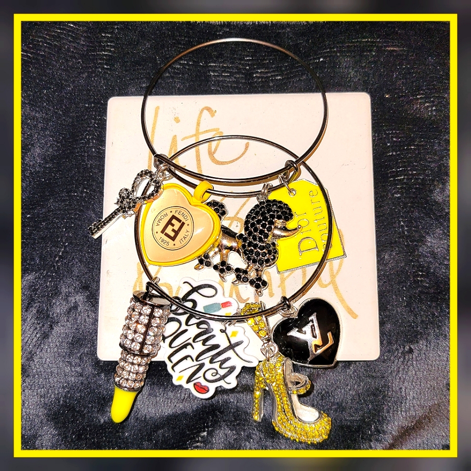 Yellow & Black Gunmetal Bangle Set